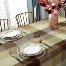 Honellaty Rectangle Tablecloth Checkered Polyester Table Cloth Spill-Proof Wrinkle Resistant Plaid Fabric Table Cover Kitchen Dinning Outdoor, 52 X 70 Inch Taupe,70inchx52inch(Rectangular),Taupe - 灰褐色 - 查看 4