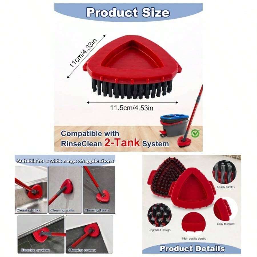 Scrubber Mop Ocedar, Upgrade Scrub Brush Ocedar, Spin Mop Scrub Brush Ocedar EasyWring 1 - More Bristles Scrub Brush Attachment Bathroom, Deck, Kitchen Floor Cleaning - 1 Đầu lau nhà chà rửa - 2 bình chứa - Xem 1