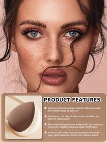 9pcs Makeup Sponge & Puff Set, Includes: 3 Makeup Sponges + 3 Triangle Powder Puffs + 3 Round Powder Puffs, All-In-One, Beginner-Friendly | Convenient To Carry, Great Gift | Perfect For Beginners/Women - Khaki - View 6