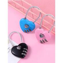 Mini Heart-Shaped Pink Padlock – Rust-Proof Keyed-Alike Luggage Lock For Suitcase, Backpack, Drawer, Travel & Dorm Cute Girl Heart Security - Pink - View 3