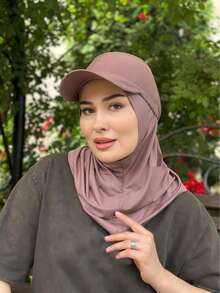 1件套速戴棒球帽，纯色经典围巾，百搭阿拉伯时尚休闲颈套+棒球帽，颈套+遮阳头巾时尚简约组合套装，可自由搭配 - headband - 查看 6