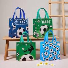 25PCS Football-Themed Party Tote Bag Packs With Handles - 4 Uniquely Designed Gift Packaging Bags, 9"X8.6"X4.3", Non-Woven Fabric Gift Bags, Shopping Bags, Suitable For Sports Party Decorations - Multicolor - View 4