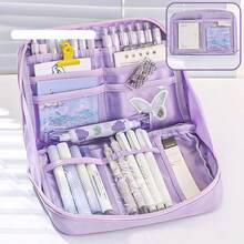 90 Degree Opening Pencil Case, 12 Compartments, Oxford Cloth Material, Stationery Storage Bag, Essential For Back To School, Suitable For School Supplies, Pencil Box, Backpack - One Size - View 8