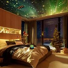1pc Aurora LED Atmosphere Projection Lamp, RGB Remote Control, Galaxy Starry Sky Projector, Bedroom Night Light Projector, Star Projector, Adult Room Decor, Home Theater, Ceiling, Gift Decor, Wedding Decor, Magical Projection Lamp Gift