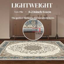 1pc Vintage Style Floral Mandala Pattern Carpet. Velvet Fabric, Approx. 850g, 0.6cm Thick. Wear-Resistant, Anti-Slip, Easy To Clean. Available In Multiple Sizes. Suitable For Kitchen, Living Room, Dining Room, Bedroom, Balcony, Bathroom, Study And Other Scenarios. An Ideal Choice For Home Decor. - Multicolor - View 10