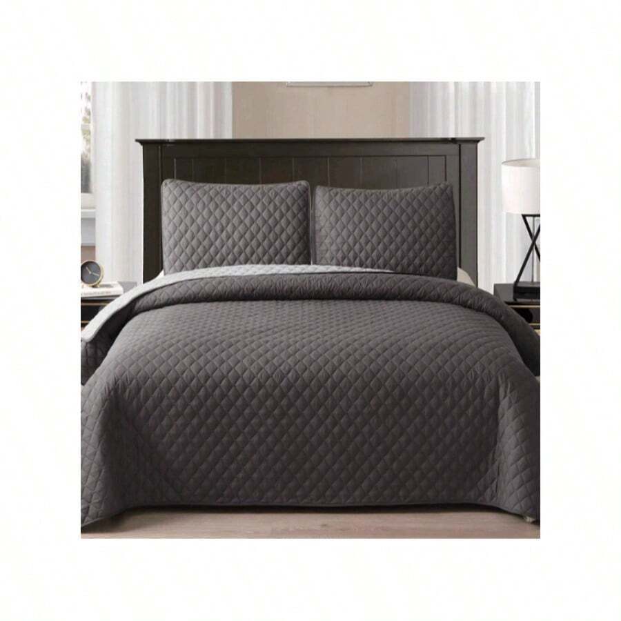 Duvet Cover Set Ultrasonic Premium Designs For Bedroom Complete Bedding Set With Pillow Covers Reversable Embossed Pattern Lightweight Duvet Cover Set - Grey - View 1