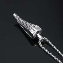 A Non-Fading Stainless Steel Hip-Hop  Men's Jewelry Antelope Horn Necklace Fashion Punk Pointed Horn Bone Whistle Pendant - Bạc - Xem 4