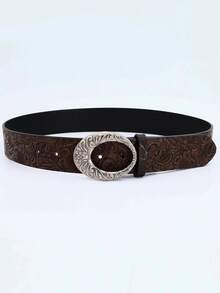 1pc Women's Retro Western Boho Style Metal Carved Buckle PU Leather Belt, Suitable For Jeans, Casual Pants, Skirts, Daily Wear - Multicolor - View 5