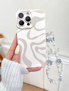 1个时尚印花穿孔直边彩色彩绘加厚防摔手机壳，带串珠手链配件，兼容和红米手机，国际版，非国内版 - 彩色 - 查看 4