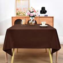 Square Tablecloth 52 X 52 Inch Washable Polyester Table Cloth Solid Chocolate Heavy Duty Fabric Table Cover Daily Use For Dining Home Kitchen Party Wedding,Chocolate52inchx52inchSquare - 巧克力色 52 英吋 x 52 英吋正方形 - 查看 3
