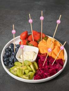 200支鸡尾酒签、仿珍珠食品签、创意艺术牙签、蛋糕装饰签、蛋糕汉堡艺术签、三明治签、开胃菜签、竹签、花卉签、水果签、婚礼派对蛋糕甜点签、自助餐纸杯蛋糕签、装饰竹签 - 彩色 - 查看 8