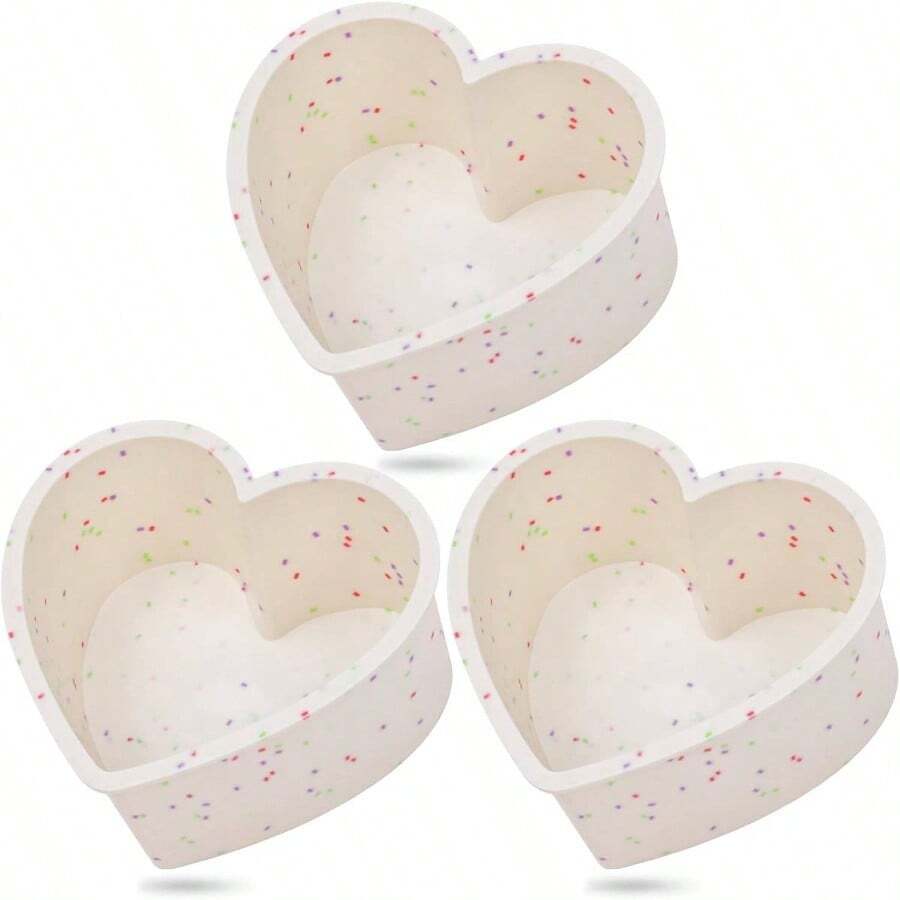 3 Pcs Silicone Heart Shaped Cake Pans 10 Inch 8 Inch 6 Inch Small Large Heart Cake Pan Set Nonstick Silicone Heart Molds Baking Red - Cream + 4 Inch - View 1