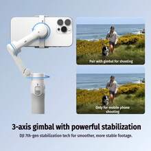 DJI Osmo Mobile 7 智能手机云台稳定器 | 内置三脚架和延长杆 | ActiveTrack 7.0 智能追踪 | 磁吸式快拆，即刻切换 | 三轴稳定，流畅拍摄 Vlog 和直播 | 手势控制自拍稳定器 | 旅行、聚会和演出必备 - 白色 - 查看 8