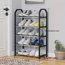 Five-Layer Shoe Rack, Heavy Duty Stackable Folding Storage Rack - No-Installation Space-Saving Organizer, Suitable For Entryway, Wardrobe, Dormitory, Apartment - Black And White Plastic Shoe Cabinet - 粉色 - 查看 11