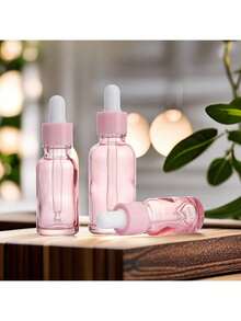 1/5pcs 10/20/30ml Reusable Pink Glass Dropper Bottles, Suitable For Travel And Home Use