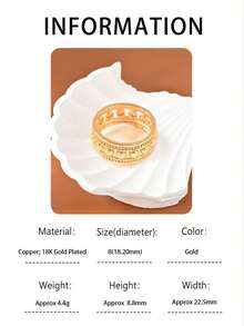 1枚时尚中性风格18K镀金戒指，精致时尚，男女皆宜，适合日常佩戴、派对及各种其他场合。也适合作为节日礼物。 - 金色 - 查看 11