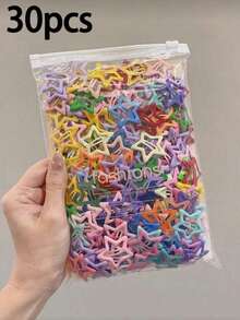 30pcs/Pack Y2K Colorful Drip Oil Star Hair Clips, Multi-Color Star Design, Vibrant Colors To Match Various Outfits, Add Cute And Lively Vibe To Hairstyles, Suitable For Girls, Applicable For Daily, Weekend Outings, Birthday Parties, Easily Enhance Personal Image And Create A Sweet, Charming Look - Multicolor - View 6
