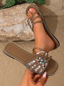 2026 New Square Toe Flat Fashionable Versatile Outdoor Beach Slippers For Summer - Brown - View 14