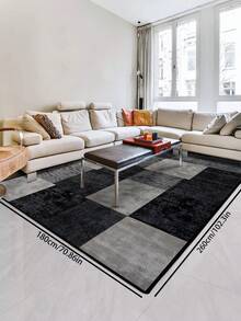 1pc Geometric Textured Pattern Rug, Black White Gray Printed Polyester Rectangular Easy Care Washable Area Carpet, Suitable For Living Room, Hallway, Bedside, Living Space, Bedroom, Office, Kitchen, Farmhouse Home Decor - Multicolor - View 28