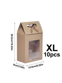 1/5/10个装牛皮纸礼盒，带蝴蝶结，白色礼盒，透明窗口，带提手和盖子，可作礼品袋使用，适用于新娘送礼会、节日生日派对、返校季、小型企业/课堂礼品、冬季包装。 - 多色 - 查看 27