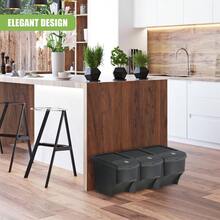 Set Of 3 Large Stackable Waste Recycling Bin Garden Kitchen Dustbin With Lid - Y89200800 - View 6