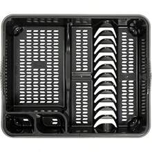 Set Of 3 Plastic Large Kitchen Sink | Rectangular Sink Tidy, Washing Up Bowl, Large Dish Drainer In Midnight/Graphite Colors - 午夜黑 - 查看 7