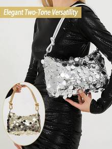 Elegant And Stylish Mini Banquet Shoulder Bag, Sparkling Handbag, Ladies' Bag, Party Clutch-Perfectly Complements Various Events Like Parties, Weddings, Dances, And Dinners. Pairs Beautifully With Holiday Party Dresses, Evening Gowns, And Sequined Skirts. An Elegant Party Handbag And Wedding Shoulder Bag, This Party Clutch Is Designed Specifically For Weddings, Banquets, And Formal Occasions-Making It An Ideal Gift For Women. - 彩色 - 查看 4