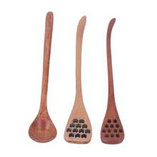 Set Of Three Elegant Long-Handled Wooden Honey Spoons – Handcrafted Spoons For Stirring Coffee And Tea, Perfect For Weddings, Hen Parties, Housewarmings, And Cooking. A Unique Party Favor.