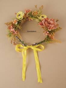 1 pezzo Fascia per capelli regolabile con fiore di girasole, accessorio per capelli con fiori realistici, adatto per uso quotidiano - Arancione Corallo - Visualizzare 2
