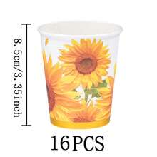 7/9 Inch Sunflower Gold Rim Disposable Plate Set, Includes Paper Plates, Cups, And Napkins, Suitable For Wedding, Engagement, Birthday Party, Wedding Reception Tableware - Multicolor - View 14
