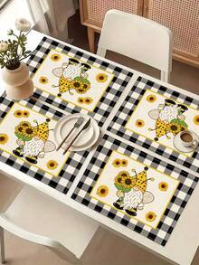 1件向日葵图案桌旗/餐垫，适用于节日、派对、生日、晚餐、厨房和餐厅装饰，四季皆宜的家居纺织品装饰 - 彩色 - 查看 5