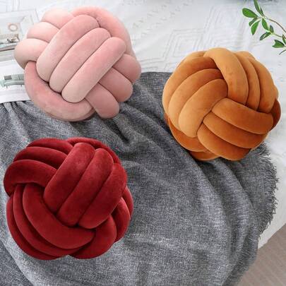 1个球形抱枕，装饰圆形球形靠垫，手工编织球形抱枕艺术装饰，适用于卧室沙发家居装饰，家居装饰，靠垫装饰枕，节日礼物，23*23厘米