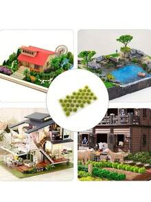 15Pcs/Set Static Grass Tuft Model Grass Tufts Terrain Model Kit Resin Static Scenery Model, Fake Moss Grass For Train Landscape Railway Artificial Grass Modeling Best Gifts Birthday Graduation - Simulated Miniature Lawn - View 6