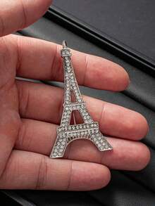 Minimalist Fashion Rhinestone Brooch, Casual Iron Tower Design Clothing Pin, Suitable For Women's Daily Wear - Iron Tower - View 8