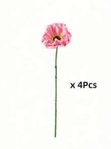 MEHELANY 4/1pc Pink Artificial Poppy Flower, Real Touch PU Material Poppy Flower Stem For Outdoor Wedding Party Office Home Decoration DIY Bouquet, Spring And Summer Bulk Fake Flower Centerpiece, Bridal Shower Decoration Arrangement - Pink - View 7