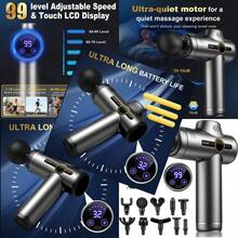 wsfNecomi Pistola de Masaje Muscular Massage Gun Pistola Masajeadora con 10 Cabezales y 99 Velocidades Ajustables y pantalla tactil LED para aliviar el dolor de piernas espalda y cuerpo.aad - Gris - Ver 1