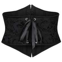 1件装女士4钩提花束身衣，提胸收腰，适合日常穿着 - 黑色 - 查看 2