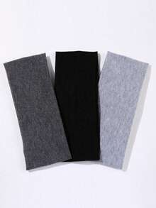 3pcs Solid Color Elastic Headbands For Women, Suitable For Sports, Yoga, Washing Face, Makeup, Wearing Eye Mask, Outdoor Activities, Parties, School, Autumn/Winter Headwear & Accessories, Suitable For Vacation Outfits, Elegant Scarves, Soft Headscarves - Multicolor - View 8