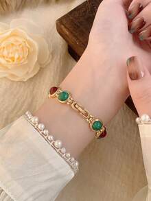 Este reloj de cuarzo de estilo vintage y redondo para mujeres es elegante y de moda, adecuado para uso diario, regalos de cumpleaños, reuniones casuales y fiestas. - Multicolor - Ver 6