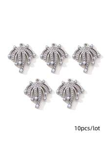 10/20pcs Mixed Cute Pearl Bow, Moon, Cross Zinc Alloy Pendant Beads For DIY Jewelry Making Necklace, Earrings - White - View 26