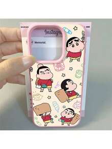 Fast EU Shipping (DE & ES)Spaßige und süße Crayon Shin Chan Muster Handyhülle kompatibel mit iPhone 16 Pro Max 15 14 13 12 11 7/8 Plus X XR XS Max Neue Luxus Anti-Rutsch und stoßfeste Silikon Weiche HülleSamsung