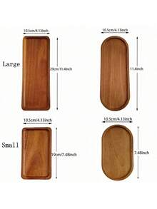1个相思木耐热防滑木纹托盘，早餐托盘、咖啡托盘、茶托盘，长方形托盘带嵌入式把手，方便携带，厨房收纳托盘，适用于盛放食物、零食、饮料、寿司、牛排、披萨、甜点、蛋糕和面包。 - 彩色 - 查看 8
