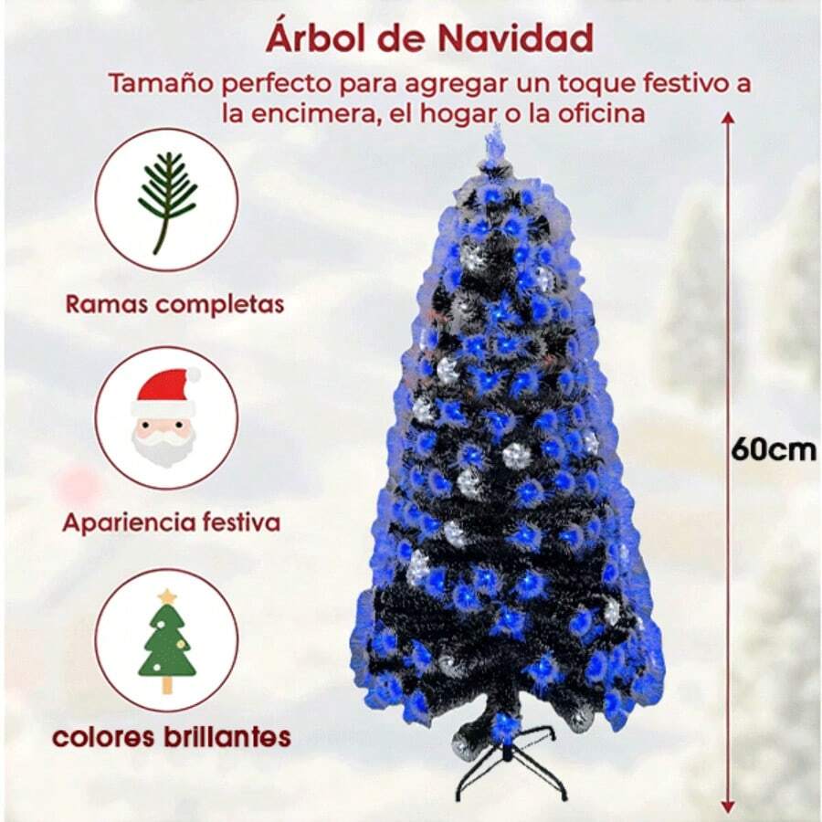Árbol de Navidad Artificial SoportePlegable Fácil Armar 180cm con Luces LED para Posada Ideal para Decoración Festiva - Tipo de Enchufe A USA (110-127V) - Ver 1