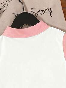 1pc Girls Cute Sleeveless Top, Polo Collar, Pink Bow Print, Sleeveless T-Shirt, Suitable For Spring/Summer Travel - Pink - View 7
