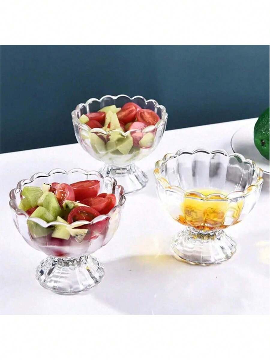 1pc Unique European Style Glass Cup, Suitable For Birthday Gift, Party, Daily Use, Can Hold Ice Cream, Fruit, Dessert, Cute Diverse Design - Multicolor - View 1