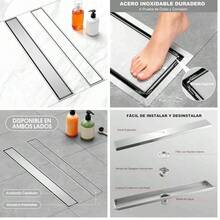 Drenaje de Piso de Bao Acero Inoxidable: Coladera de Desage Lineal Exterior, Coladera Antiolor para Regadera, Drenaje Ducha Barra Larga SUS304Tapadera Desmontable, para Bao Aseo Cocina (10*50cm) - Estilo 3 (10*50cm) - Ver 10