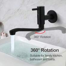 Grifos de Lavabo de Bao Montados en la Pared Grifo Moderno Para Balcn Fregadero de Bao Fregona Grifo de Rotacin Extendida Para Piscina, Negro Mate - como se muestra en la figura - Ver 9