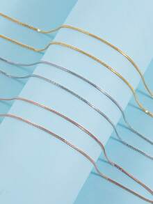 S925纯银可调节颈链，简约14K镀金多层项链，适合女性和女孩佩戴 - 車花蕭邦鏈 - 查看 2