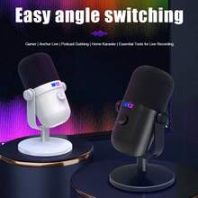 M12 Gaming Microphone, USB PC Mic For Podcasts Videos, Streaming, Condenser Mic With Quick Mute, Tripod Stand, Pop Filter, RGB Indicator, Shock Mount, Rotate Gain Button, Compatible With PlayS/5/PC - 白色 - 查看 1