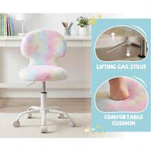 Chairus Mushroom Children's Swivel Chair In Soft Colorful Faux Fur Height Adjustable Desk Chair For Kid's Room - 粉色 - 查看 4